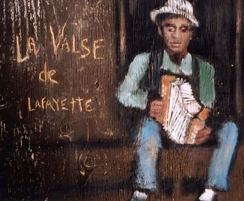 SOLD  / "La Valse de Lafayette" Artist: Joni Bishop Acrylic on wood, mounted on wood H34" x W34" Price: $1150.
