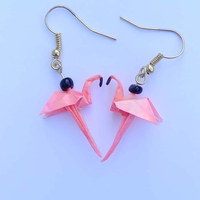 Origami Flamingo Earrings by Miriam Banash