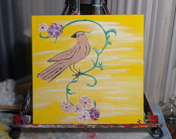 Dutch Good Luck Bird in Yellow (10 x 10 acrylic on canvas)
