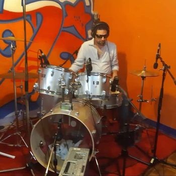 Michael Rien, drummer recording his track in "On and On"

