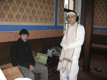 Recording in sub-zero temperatures in Ustek Synagogue 2010
