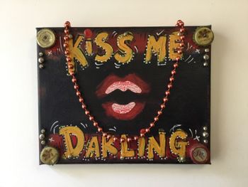 Kiss Me Darling 8’ x 10’ mixed media folk art canvas
