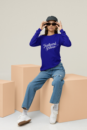 girl wearing a full sleeve junkyard groove t shirt