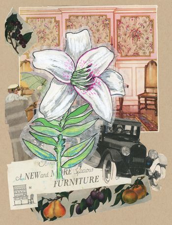 "Lily" 2023 - mixed media painting with vintage collage
