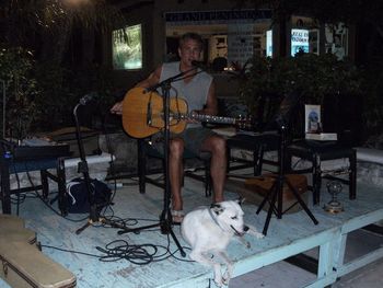 Playing in Puerto Aventuras Mexico with Ian's furry friend "Duke"
