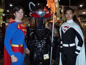 DC's standard Superman and The Justice Lords Superman.
