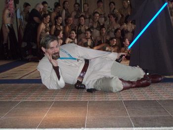 General Kenobi tries to outshine the ladies in the back.
