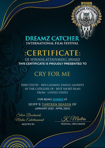 Dreamz Catcher award certificate
