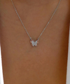 Alloy Butterfly Pendant Necklace Silver