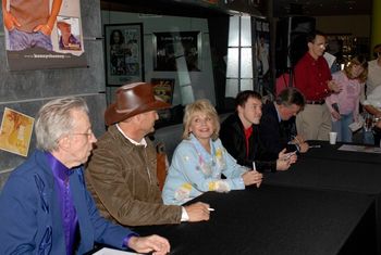 Justin at the Still Believing in Christmas Autograph table at the Country Music Hall of Fame with Porter Wagoner, Lloyd Knight, Helen Cornelius, and Bill Anderson
