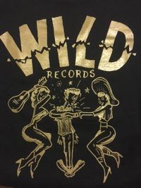 *MENS * Wild Records Black T-shirt with Gold logo