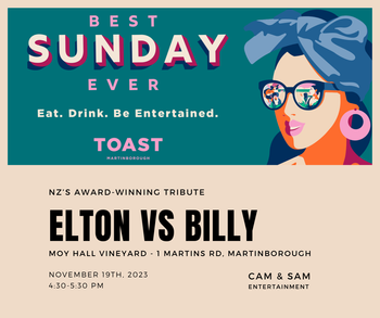 Cam and Sam were invited to bring their award-winning Elton John vs Billy Joel show to the Toast Martinborough Festival 2023
