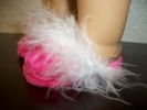 Hot pink fuzzy slippers w/Rhinestones