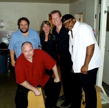 The band backstage at the Bowl.
