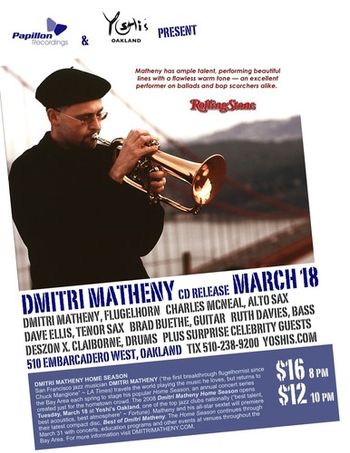 YOSHI'S Poster for Best of Dmitri Matheny CD Release Party, March 18, 2009
