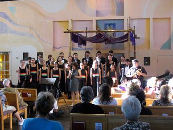 Clairdee, Dmitri Matheny, Ken French, Ron Belcher, Leon Joyce and the Pacific Choir @ Jazz Church West Danville CA 6/1/14. Photo by Sassy
