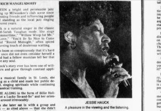 Newspaper photo of Jazz Vocalist Jessie Hauck
