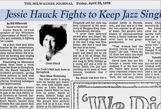Article on Jazz Vocalist and Vocal Health Coach Jessie Hauck in the 1979 Milwaukee Journal (Pt.1)
