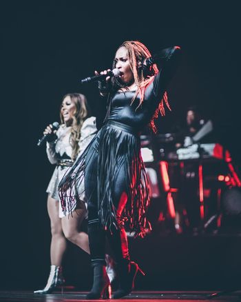 Sheri Hauck performing behind recording artist Tamia on her 2019 South African/European tour.
