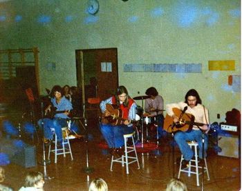 From 1973: Front left to right: Mike Toal (bass), Gregg Brown (guitar), Keith Brown (guitar)
Back left to right: Denise & Diana Myers (piano) , Steve Noles (drums)
