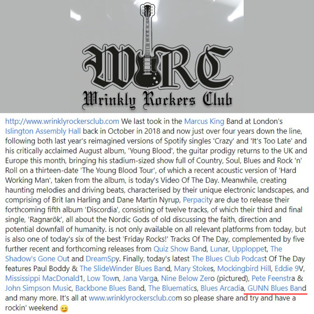 Wrinkly Rockers Club, Slidewinder Blues Club, WRC Radio, UK