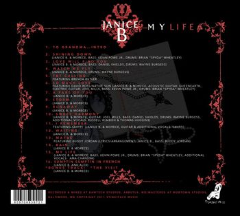 Back Cover "My Life" Photog: MoRece CD Layout: Carla Anderson for Discreet Graffiti
