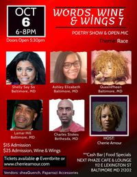 Words, Wine & Wings 7 Poetry Show &Open Mic