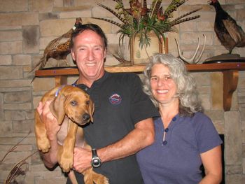 Aiko with new owners Bob and Marcia
