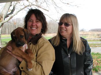 Roco and new owners Lisa and Annette.
