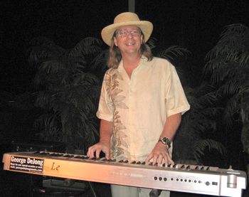 George entertains in tropical southwest Florida.

