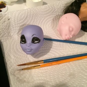 To create Jezebel, a few Monster High heads were tested on. The Draculaura doll was the best fit in the end.