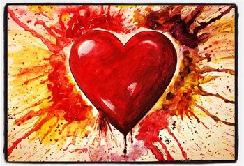 Bleeding Love, Watercolor & Gel Pen, 6"x9"
