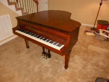 Finished Henry Miller 5 ft baby grand, ivory keys,Grain filled Mahogany, English Chestnut stain and Clear Shellac, All set up in its new home
