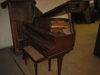 1930 Winter Baby Grand, which are actually kind of rare.Had great sound, This one had been restrung a couple years earlier but the finish was trashed by cat claws, water rings and years of wear
