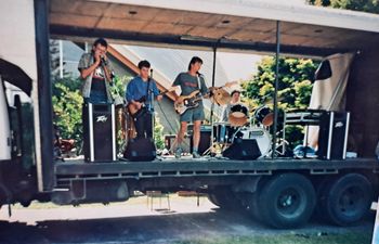 The infamous gig:  The Slightly Dysfunctional Squashed Possum Band at Rocket Park 1995
