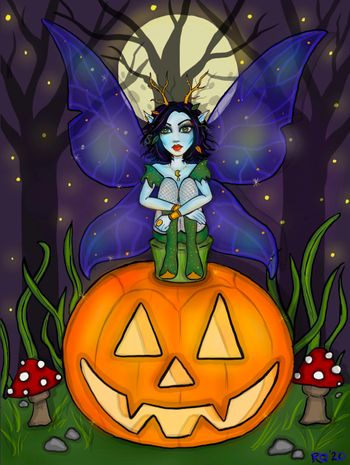 "All Hallow's Eve Faerie" Art by Raven Quinn
