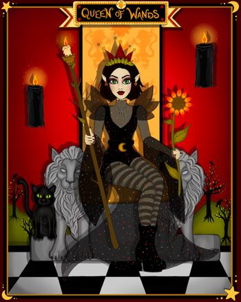"The Queen of Wands" Tarot Art by Raven Quinn
