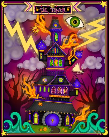 "The Tower" Tarot Art by Raven Quinn
