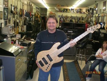 This is my tech and Bass builder Jerry Loy with my new's custom Bass named after my little girl Lola
