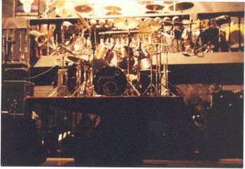 eloy valles brand spankin new Premier drumset..at gazzarriis night club sunset strip hollywood california1992
