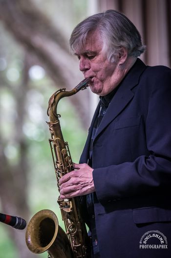 Jim Davis, (RIP) sax and clarinet, Blues Bash at the Ranch 2021. Jim was an enormous part of The Vestapolitans, and will be remembered always by his brilliant playing
