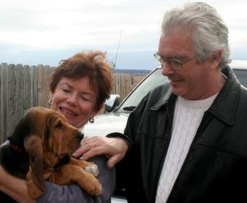 Reuben and his new owners Susan and Clyde.
