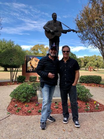 With David Frizzell in front of Lefty's statue in TX
