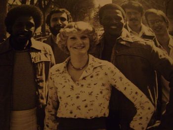 That's Alexander O'Neal on the Right and me on the Left... Alex had just moved up to Minneapolis from Natchez Mississippi.. The girl is Cris and back left is Mike Sosha and far right back is Steve Sonmore.. The two were top shelf players... Mike played drums and Steve played Tenor...
