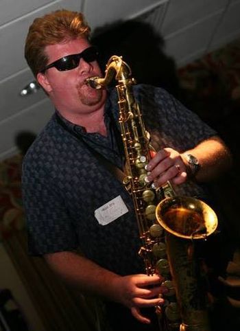Playing sax at the 1st Rundgren Radio event - 2009
