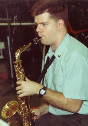 BG playing alto sax in the jazz band in San Francisco, CA - 1994
