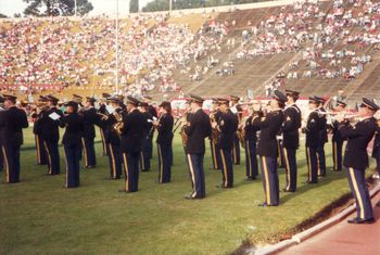 Playing at the Rose Bowl in the Army Band for World Cup games - 1994
