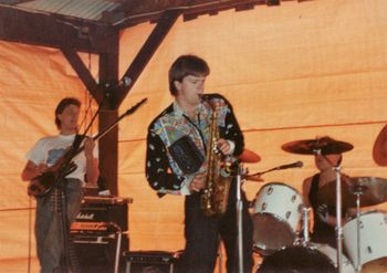 Playing sax in my short-lived band, "Cosmic Fire" - June 1990, Grantsville, MD
