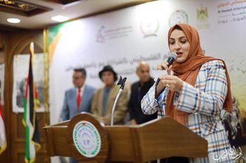 Announcing the winners at al-Awdah International Film Festival, Gaza, May 2022

