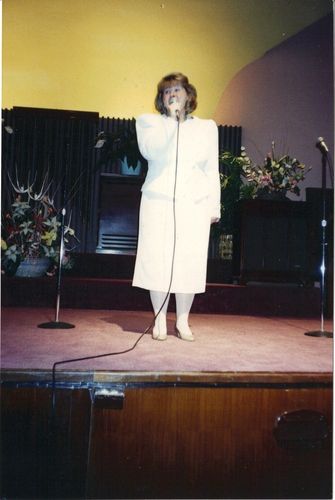 My fist solo in a concert-type church gathering. There were others singing there that night, but I know God's angels were especially around me...(I think I felt them holding my feet on the ground..)
